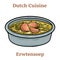 Classic Dutch pea soup erwtensoep, snert closeup in the plate on white backgrund