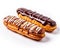 Classic eclairs on a white background, Generative AI