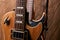 Classic electric guitar and wooden electric bass guitar