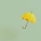 Classic elegant opened yellow umbrella on mint background. 3D render