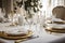 classic and elegant table setting with fine china, napkins, and silverware