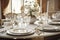 classic and elegant table setting with fine china, napkins, and silverware