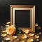 classic empty wedding picture frame mockup with yellow rose petals decoration ai generated