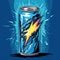 Classic Energy Drink Bottle With Drawing Video On Blue Background