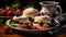 A Classic English Tearoom Featuring a Pot of Hot Steaming Tea Served with Freshly Baked Scones on Selective Focus Background