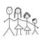 Classic family of four, child drawing