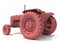 Classic Farm Tractor Clay 3D rendering on white background