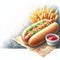 Classic Fast Food Duo: Hot Dog and Crispy Fries