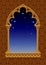 Classic frame in form of gothic decorative window with starry ni