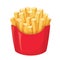 Classic French Fries in Red Packaging Vector Illustration