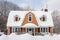 classic gambrel roof in snow