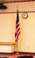 Classic generic typical American school auditorium United States flag