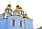 Classic golden roofs and blue walls at Saint Michael Cathedral in Kiev Ucraine