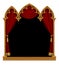 Classic gothic architectural decorative frame with red curtain o
