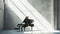 Classic grand black piano in aesthetic minimalist style room interior full of light. Musical concept. Generative AI