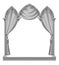 Classic gray gothic architectural decorative frame with curtain