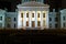 Classic Greek columns at night