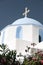 Classic greek island church with blue dome