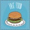 Classic hamburger in handmade cartoon style