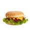 Classic hamburger with petty, bacon, fries, cheese and lettuce