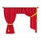 Classic Heavy Red Drapes with Gold Tie Back Vector