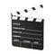 Classic Hollywood chalk clapperboard angled right open isolated on a white background with clipping path