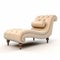 Classic Hollywood Glamour: Beige Leather Chaise Lounge On White Background