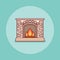 Classic home fireplace flat line icon. Vector illustration.