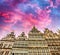 Classic homes of Anwerpen, Belgium. Street view at dusk