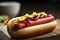 A classic hot dog with flame-grilled sausage nestled within a fluffy bun. (Generative AI)