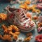 A classic image of a shoe with flowers
