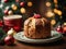 classic Italian panettone to a table decorated for the Christmas holidays