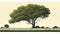 Classic Landscape Painting of a Majestic Solitary Tree Standing Tall on a Pristine Lawn, Made with Generative AI