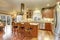 Classic large wood kitchen interior with hardwood floor