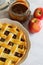 Classic lattice weave apple pie two fruit top view