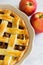 Classic lattice weave apple pie two fruit top view