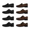 Classic leather dress shoes icon set
