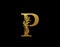 Classic Letter P Icon. Luxury Gold alphabet arts logo. Vintage Alphabetical Icon for book design, brand name, stamp, Restaurant,