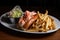 Classic Lobster Roll with Freshly Steamed Lobster Meat, Served with a Side of French Fries and Coleslaw