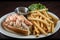 Classic Lobster Roll with Freshly Steamed Lobster Meat, Served with a Side of French Fries and Coleslaw