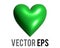 Classic love green glossy heart icon, used for expressions of love for healthy lifestyle