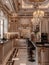 Classic luxury kitchen with custom cabinetry and crown molding details
