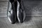 Classic male black leather shoes