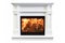 Classic marble burning fireplace isolated on white background