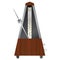 Classic mechanical metronome. Wooden case. Front view. .