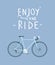 Classic mens town, road bike with enjoy the ride title, detailed vector illustration for card, t-shirt, etc