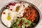 Classic mezza platter with Baba Ganoujm, Turkish Salsa, Labneh, Taboula served in dish isolated on background top of arabic food