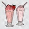 Classic Milkshake with Cream and strawberry in Glass.