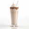 Classic milkshake with straw from the 50\'s. White background
