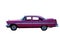 Classic model of pink car from side proection, isolate, white background.